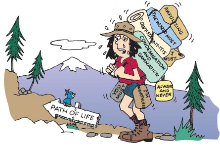 The “baggage” of irrational beliefs we carry on the path of life.
